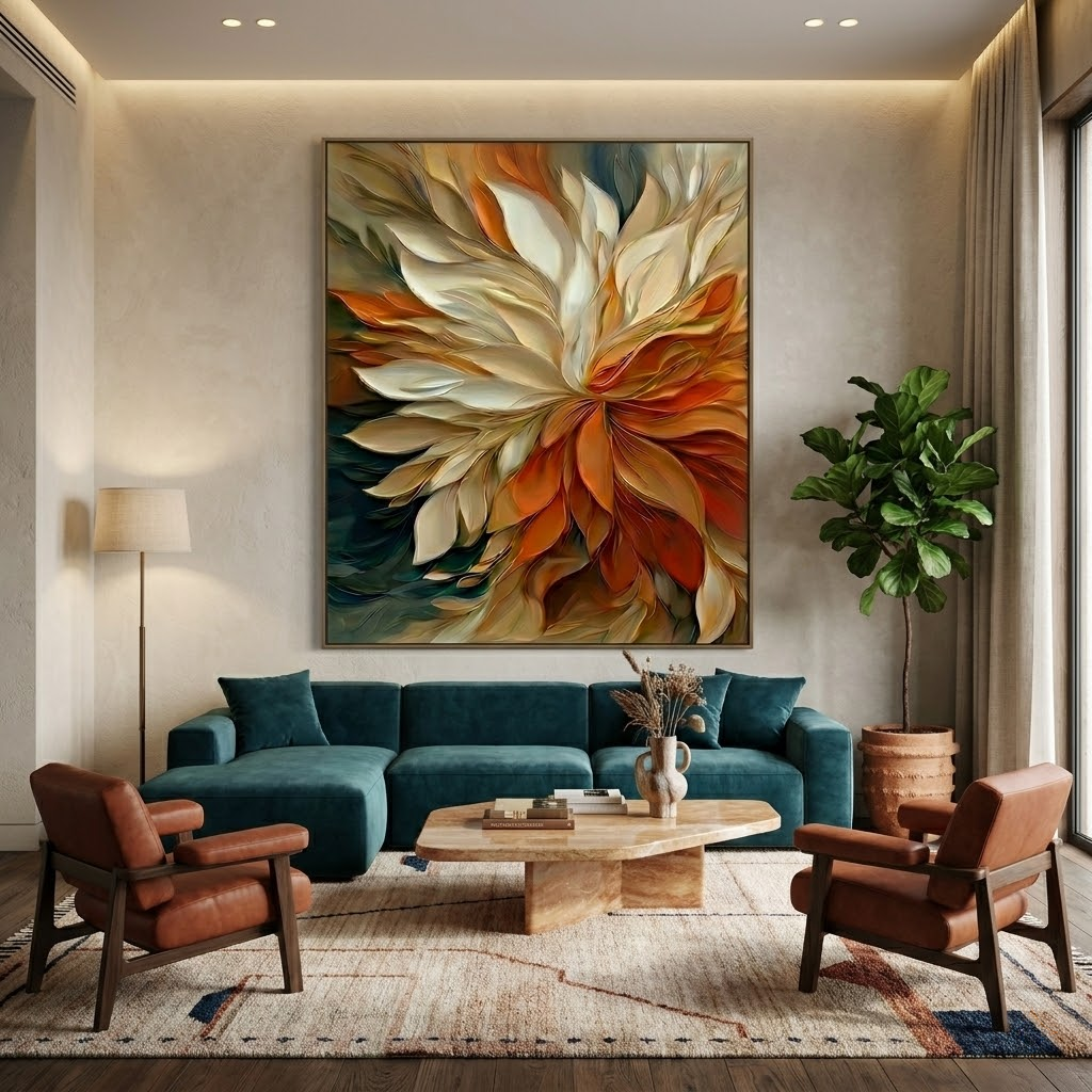 Autumn Bloom - hand-painted floral oil painting on canvas by Realoilart
