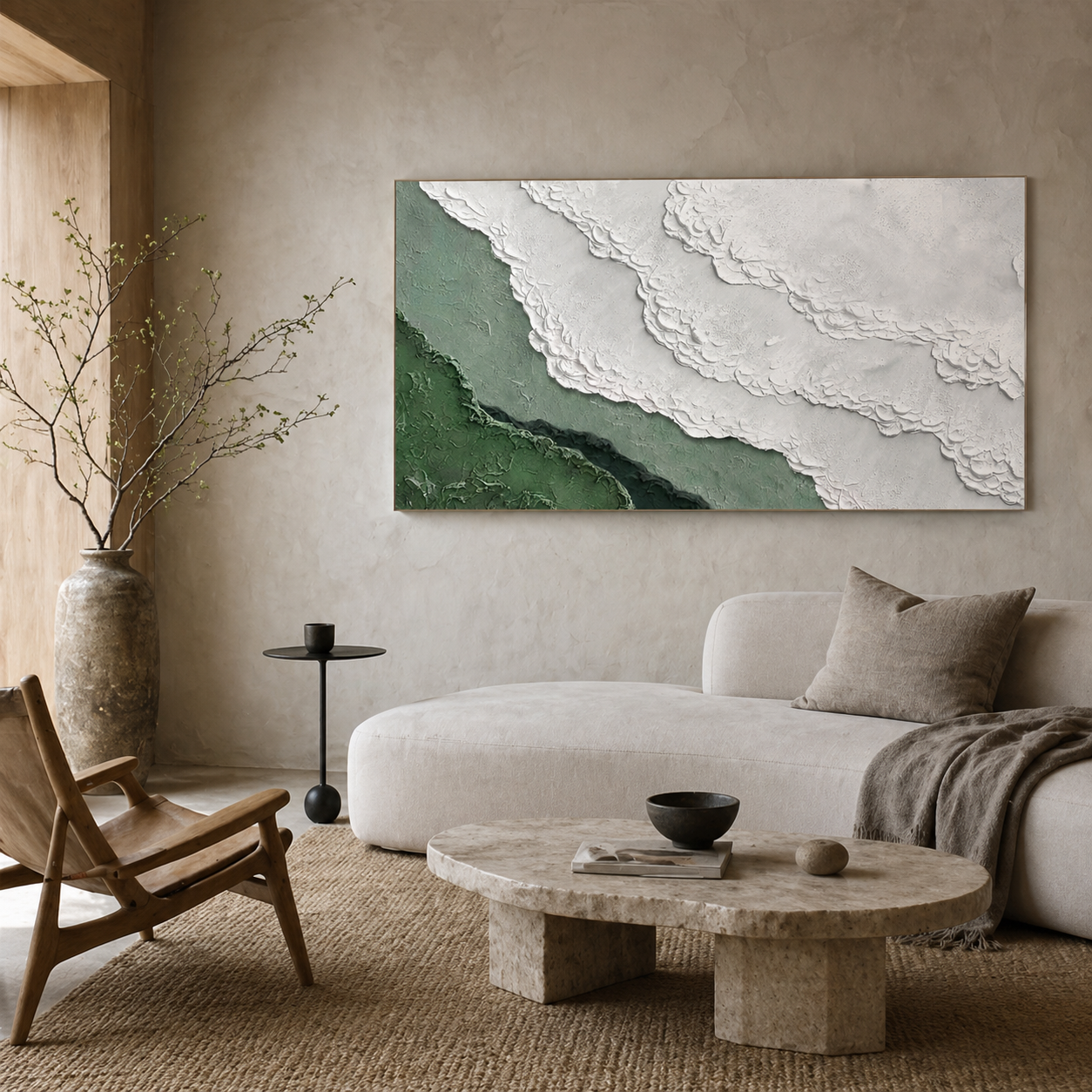 Emerald Foam - hand-painted coastal oil painting on canvas by Realoilart