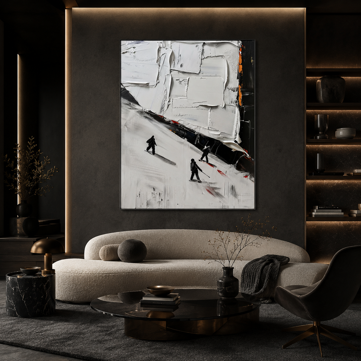Alpine Shadows - hand-painted landscape oil painting on canvas detail 2 by Realoilart