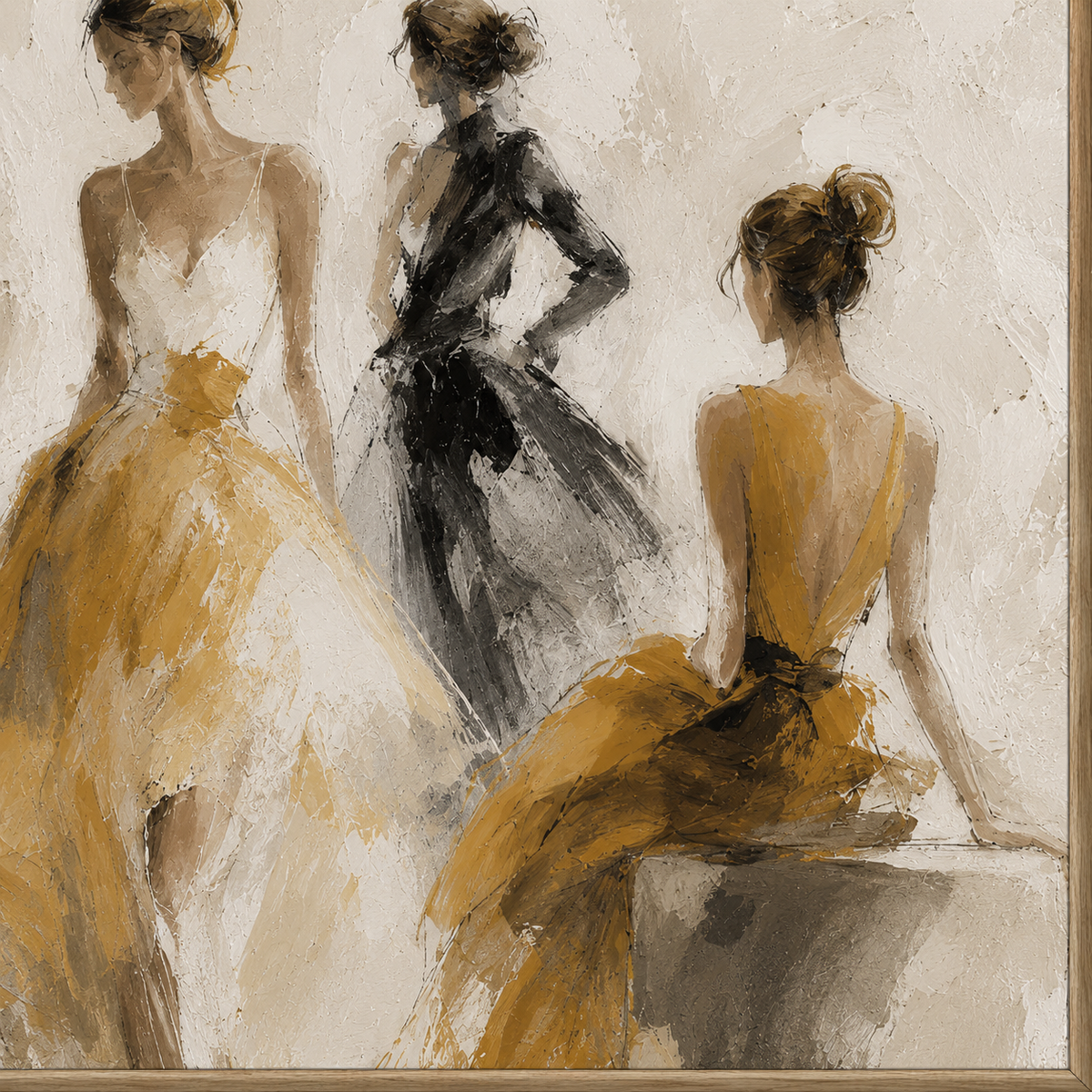 Golden Rehearsal - hand-painted portrait oil painting on canvas detail 6 by Realoilart