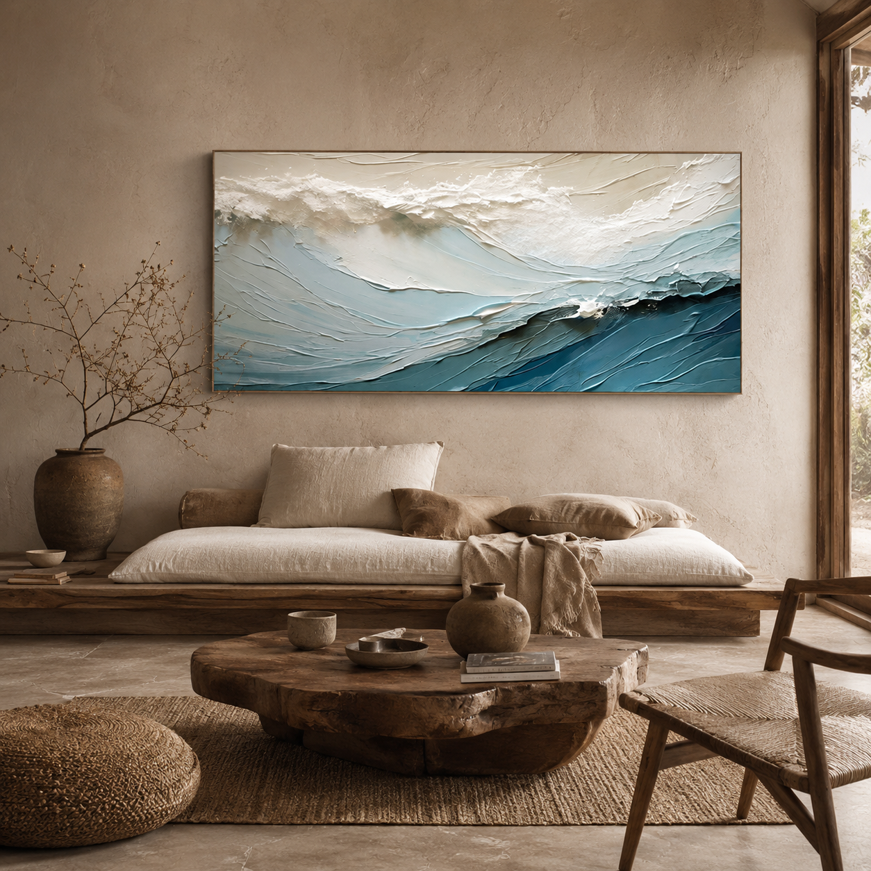 Ocean Stillness - hand-painted coastal oil painting on canvas by Realoilart