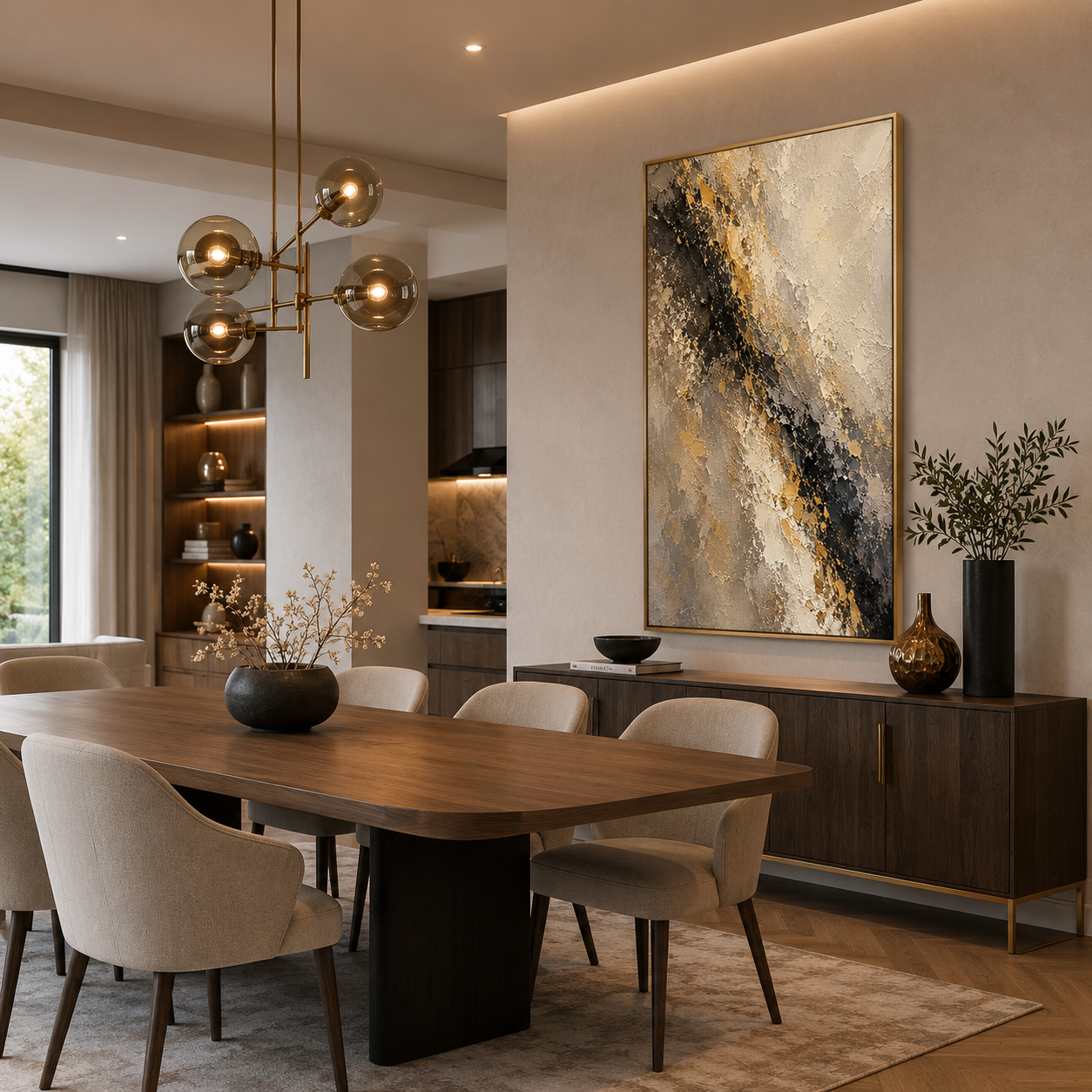 Gilded Rift - hand-painted abstract oil painting on canvas detail 2 by Realoilart