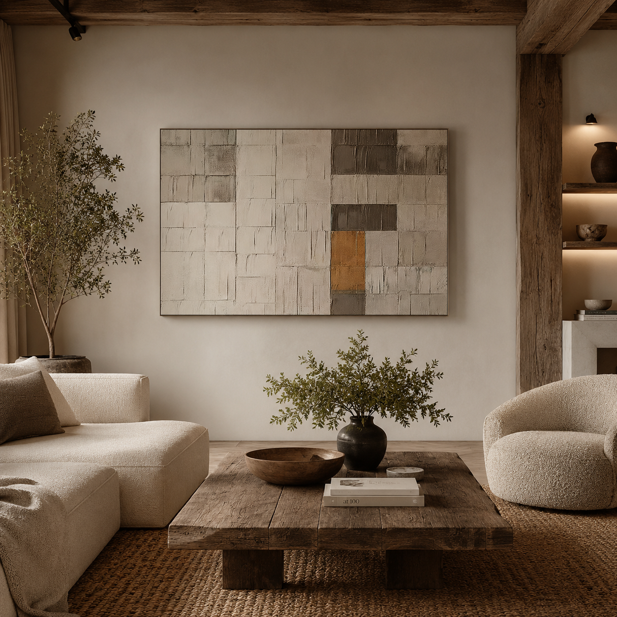 Earthen Grid - hand-painted landscape oil painting on canvas detail 2 by Realoilart