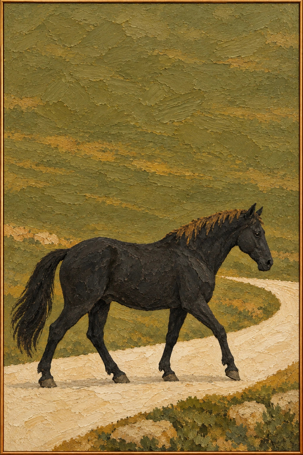 Olive Wanderer — Equestrian oil painting