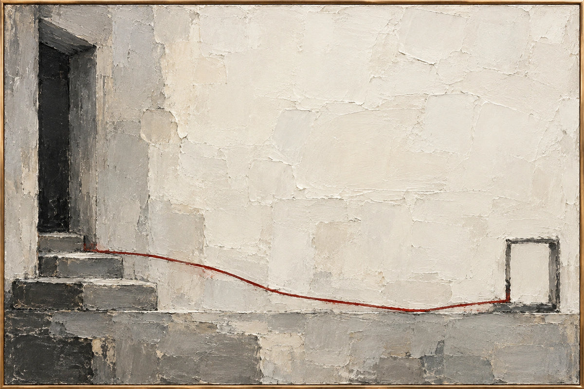 Threshold in Red — Architectural oil painting