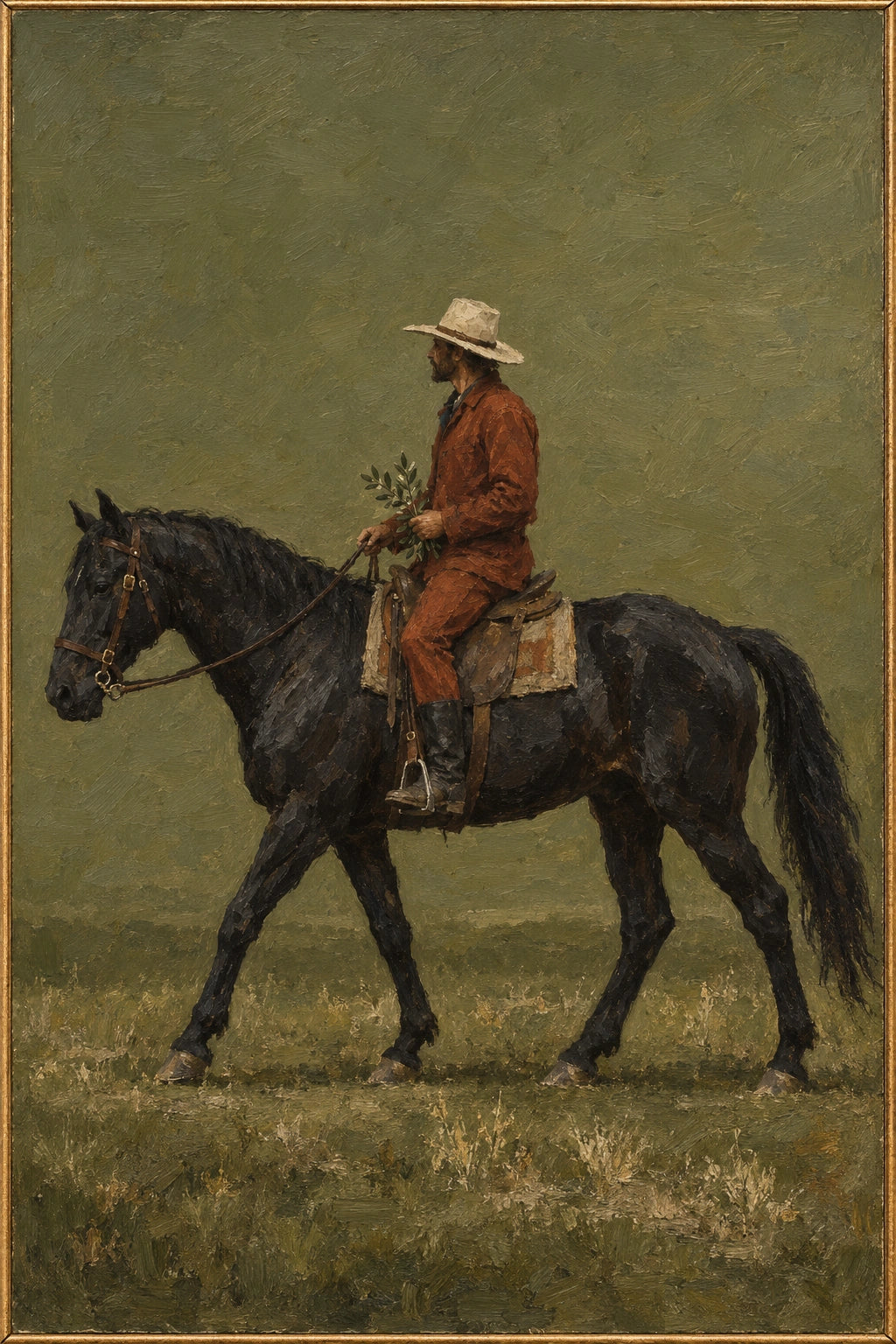 Olive Solitude — Equestrian oil painting