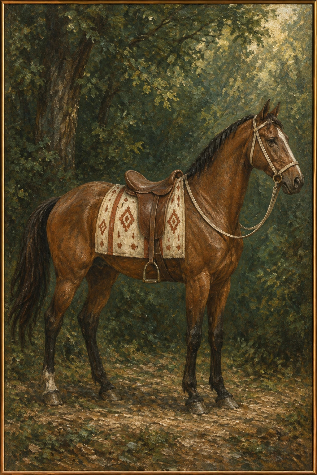 Forest Light — Equestrian oil painting