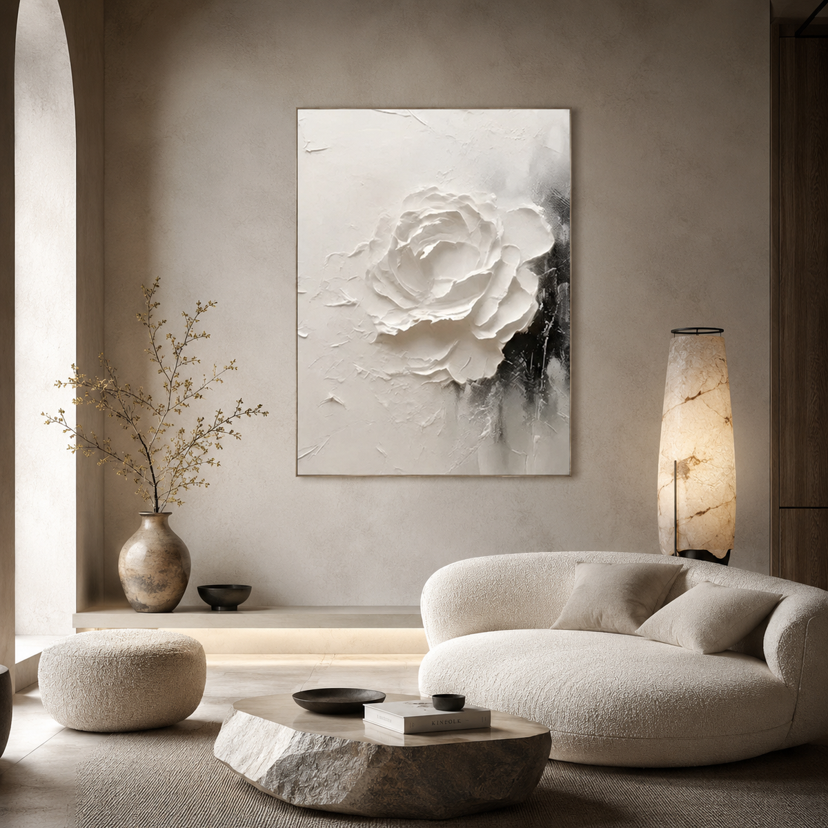 Ivory Bloom - hand-painted floral oil painting on canvas detail 5 by Realoilart