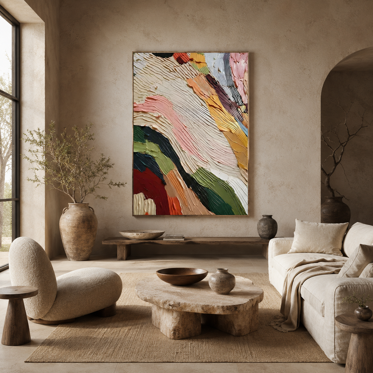 Chromatic Currents - hand-painted abstract oil painting on canvas detail 2 by Realoilart