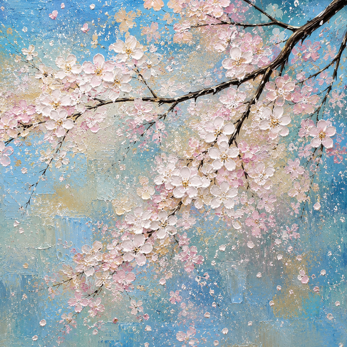 Petal Haze - hand-painted floral oil painting on canvas detail 6 by Realoilart