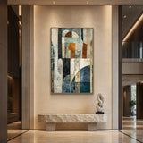 Copper Mosaic - hand-painted vertical oil painting in a styled interior