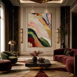 Chromatic Currents - hand-painted abstract oil painting on canvas detail 3 by Realoilart