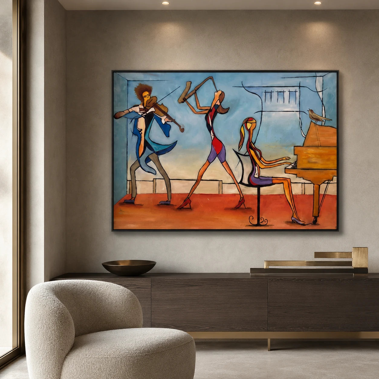 After Hours - front view of a colorful horizontal figurative painting