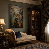 Antlered Twilight - hand-painted oil painting on canvas