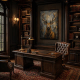 Antlered Twilight - hand-painted oil painting on canvas