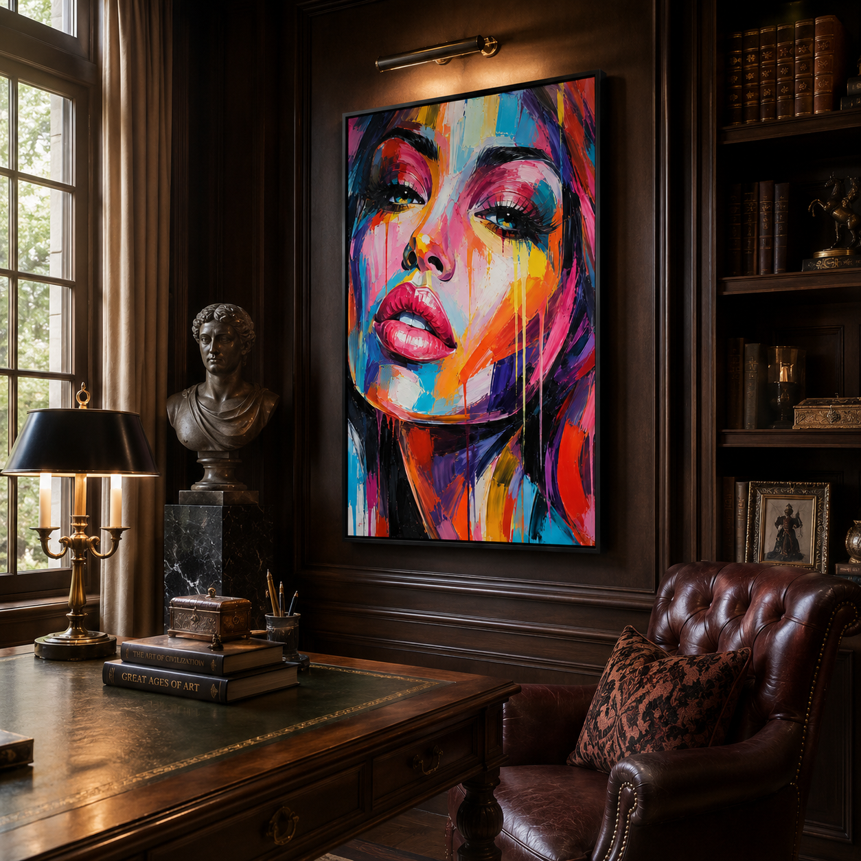 Vivid Muse - hand-painted portrait oil painting on canvas detail 2 by Realoilart