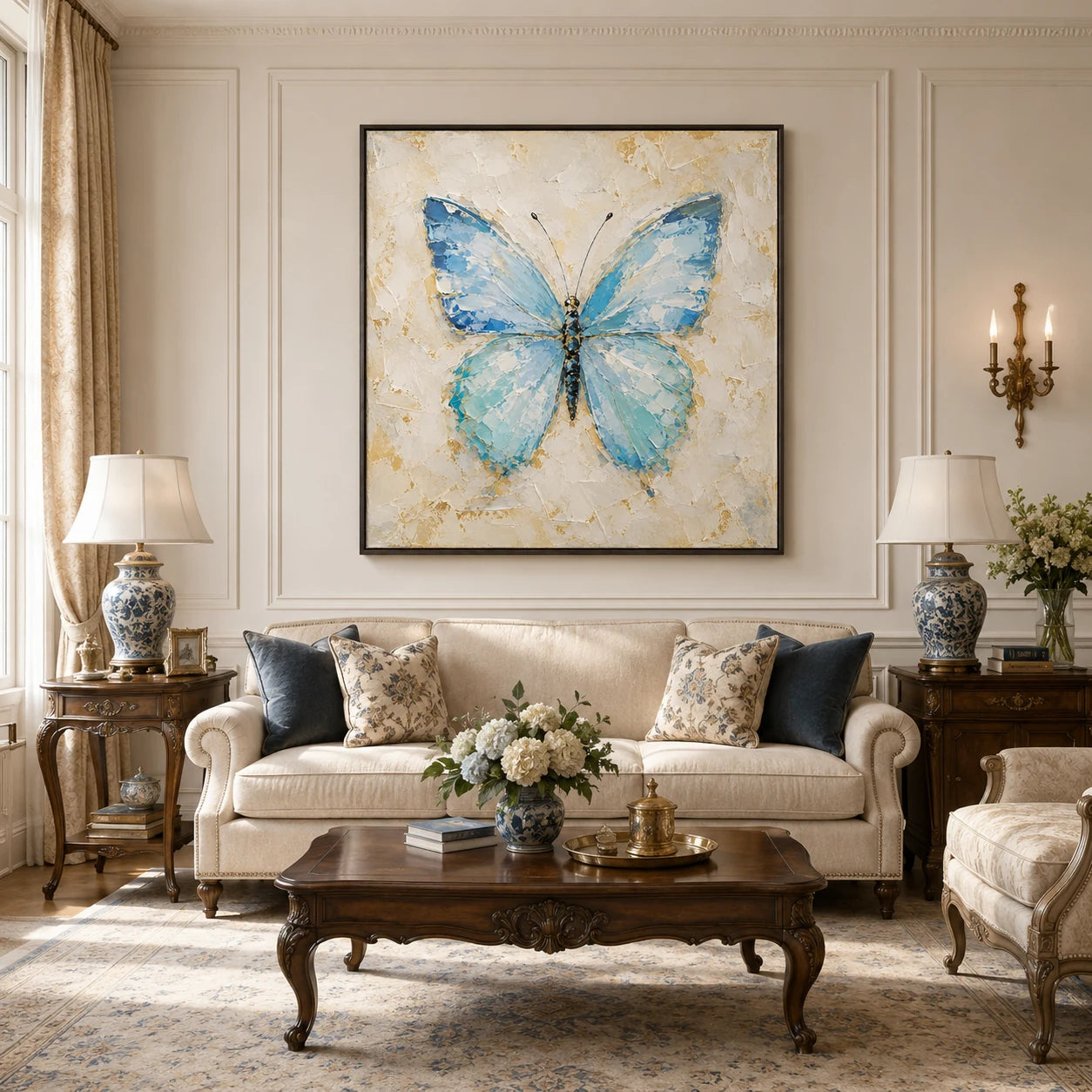 Papillon - hand-painted bird oil painting on canvas by Realoilart
