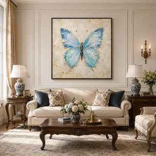 Blue Flutter - hand-painted oil painting on canvas