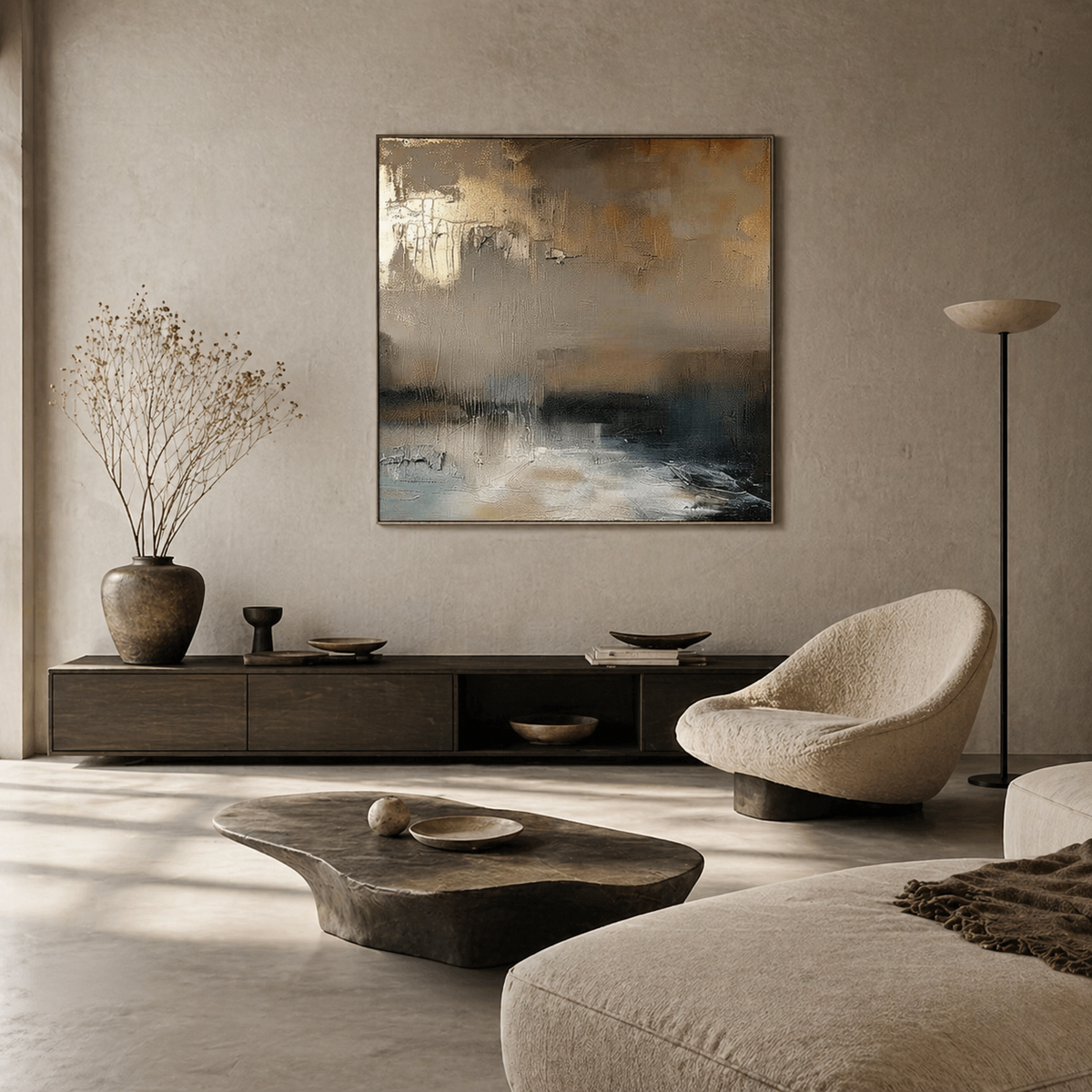 Golden Dusk - hand-painted landscape oil painting on canvas detail 5 by Realoilart