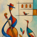 Cubist Serenade - hand-painted abstract oil painting on canvas detail 7 by Realoilart