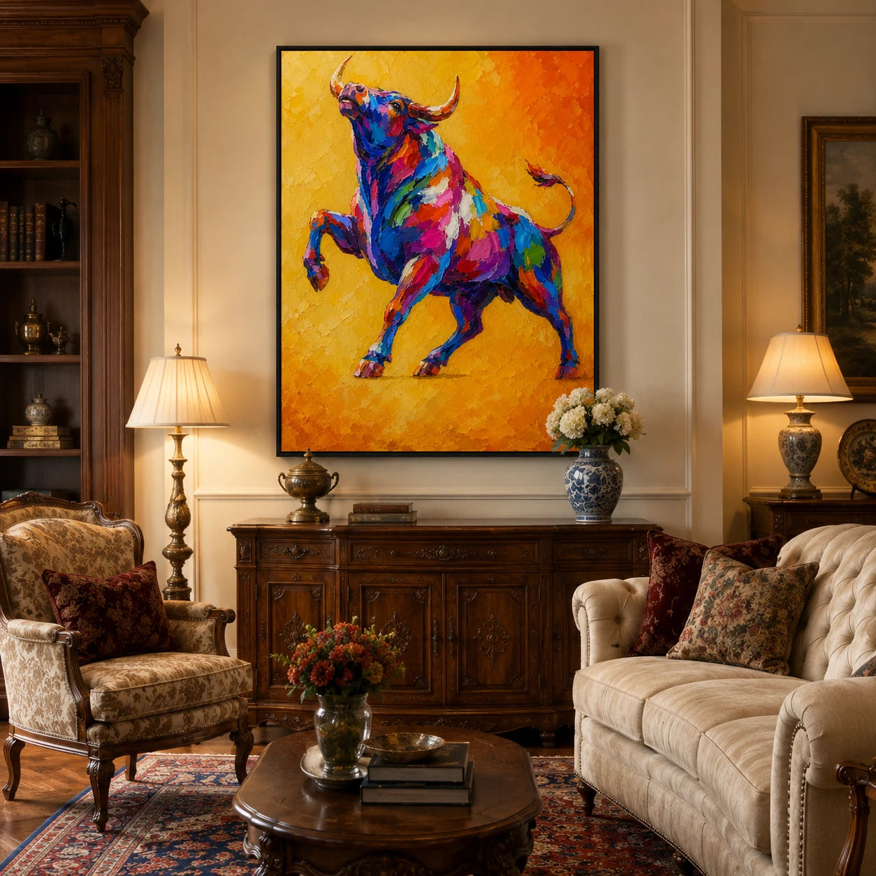 Minotaur - hand-painted animal oil painting on canvas by Realoilart