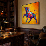 Carnival Bull - hand-painted oil painting on canvas