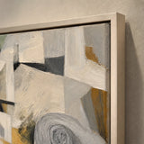 Ochre Geometry - hand-painted abstract oil painting in a styled interior