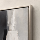 Monochrome Threshold - hand-painted abstract oil painting in a styled interior