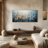 Azure Blossoms - hand-painted floral oil painting on canvas detail 5 by Realoilart