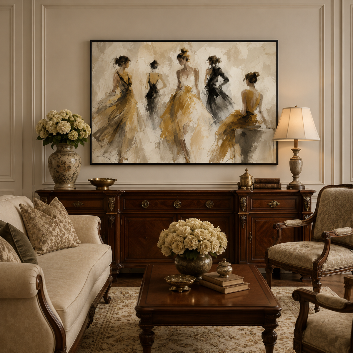 Golden Rehearsal - hand-painted portrait oil painting on canvas detail 3 by Realoilart