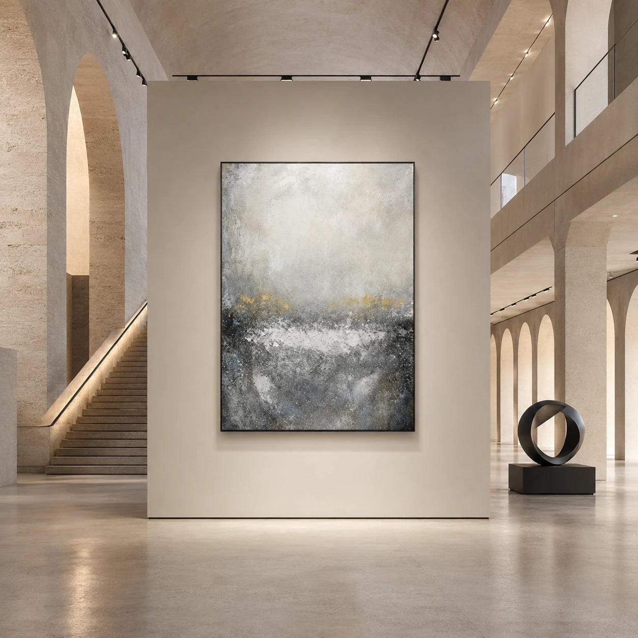 Liminal - hand-painted abstract oil painting in a styled interior