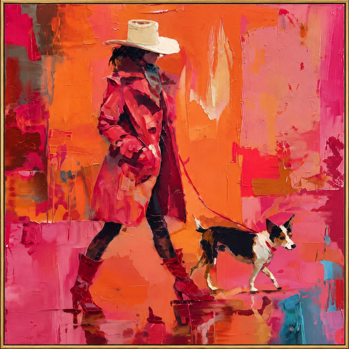 Scarlet Stroll - framed artwork front view