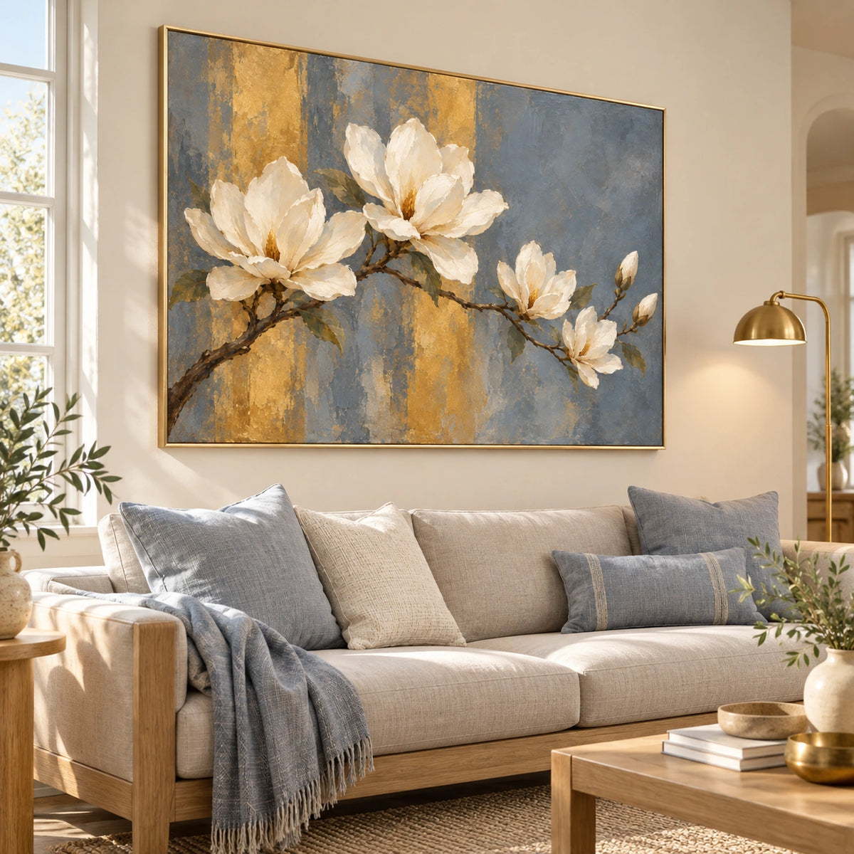 Magnolia Dusk displayed in a living room �� Left01 room view