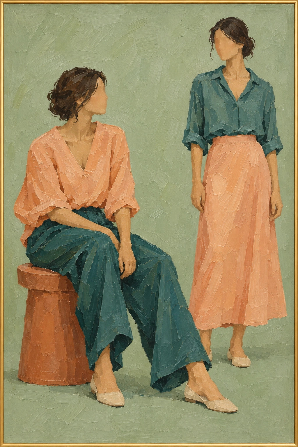 Sage Duet — full hand-painted oil artwork