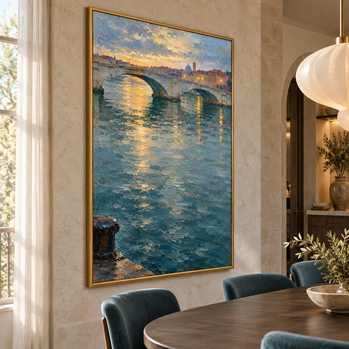 Rain after the Bridge Lights displayed in a dining room — Left01 room view