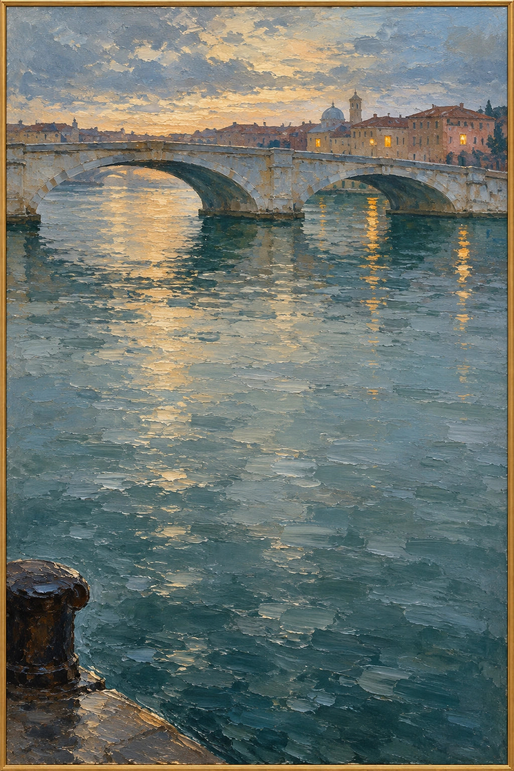 Rain after the Bridge Lights — full hand-painted oil artwork