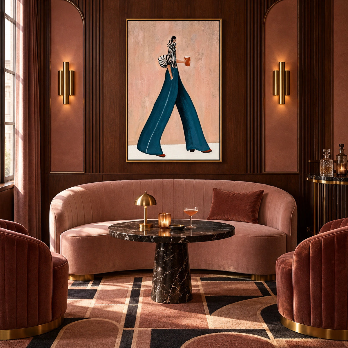 Amber Stroll in a distinct interior scene