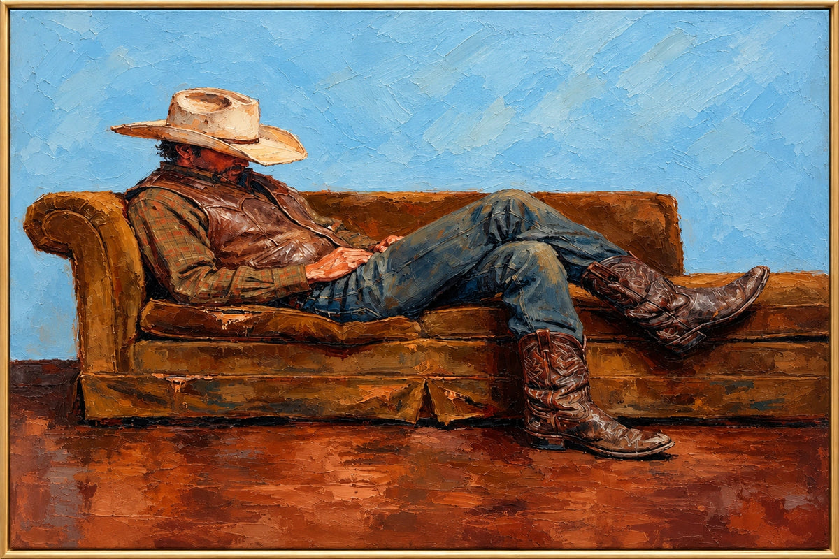 Cowboy Siesta — framed artwork front view