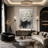White Garden - hand-painted floral oil painting on canvas detail 4 by Realoilart
