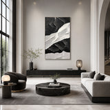 Monochrome Terrain - hand-painted landscape oil painting on canvas detail 5 by Realoilart