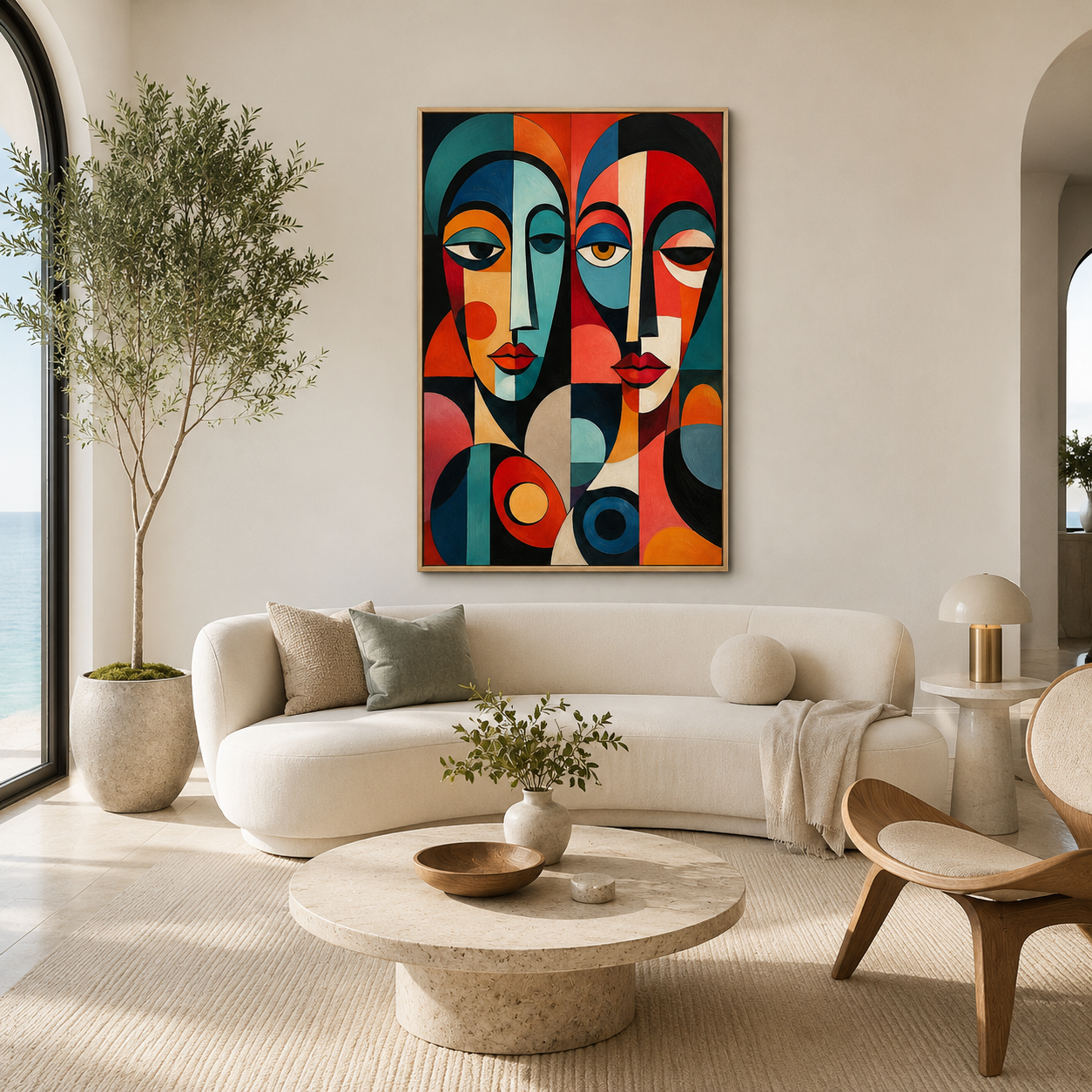 Cubist Reverie - hand-painted portrait oil painting on canvas by Realoilart