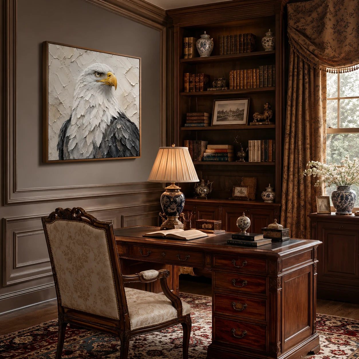 Vigil - hand-painted bird oil painting on canvas detail 2 by Realoilart