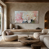 Blushing Peonies - hand-painted floral oil painting on canvas detail 5 by Realoilart