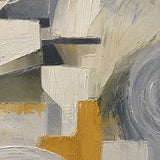 Ochre Geometry - hand-painted abstract oil painting in a styled interior