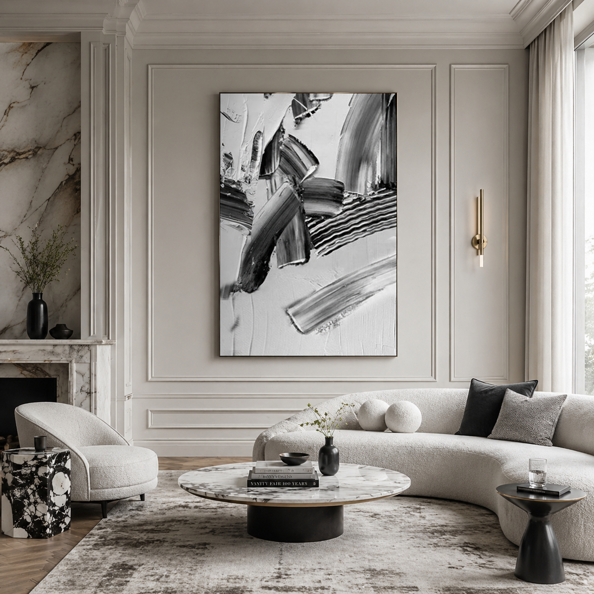 Monochrome Motion - hand-painted portrait oil painting on canvas detail 5 by Realoilart