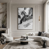Monochrome Motion — hand-painted oil painting on canvas