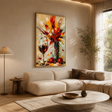 Crimson Burst - hand-painted abstract oil painting on canvas detail 5 by Realoilart