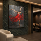 Arabesque framed in a modern corridor