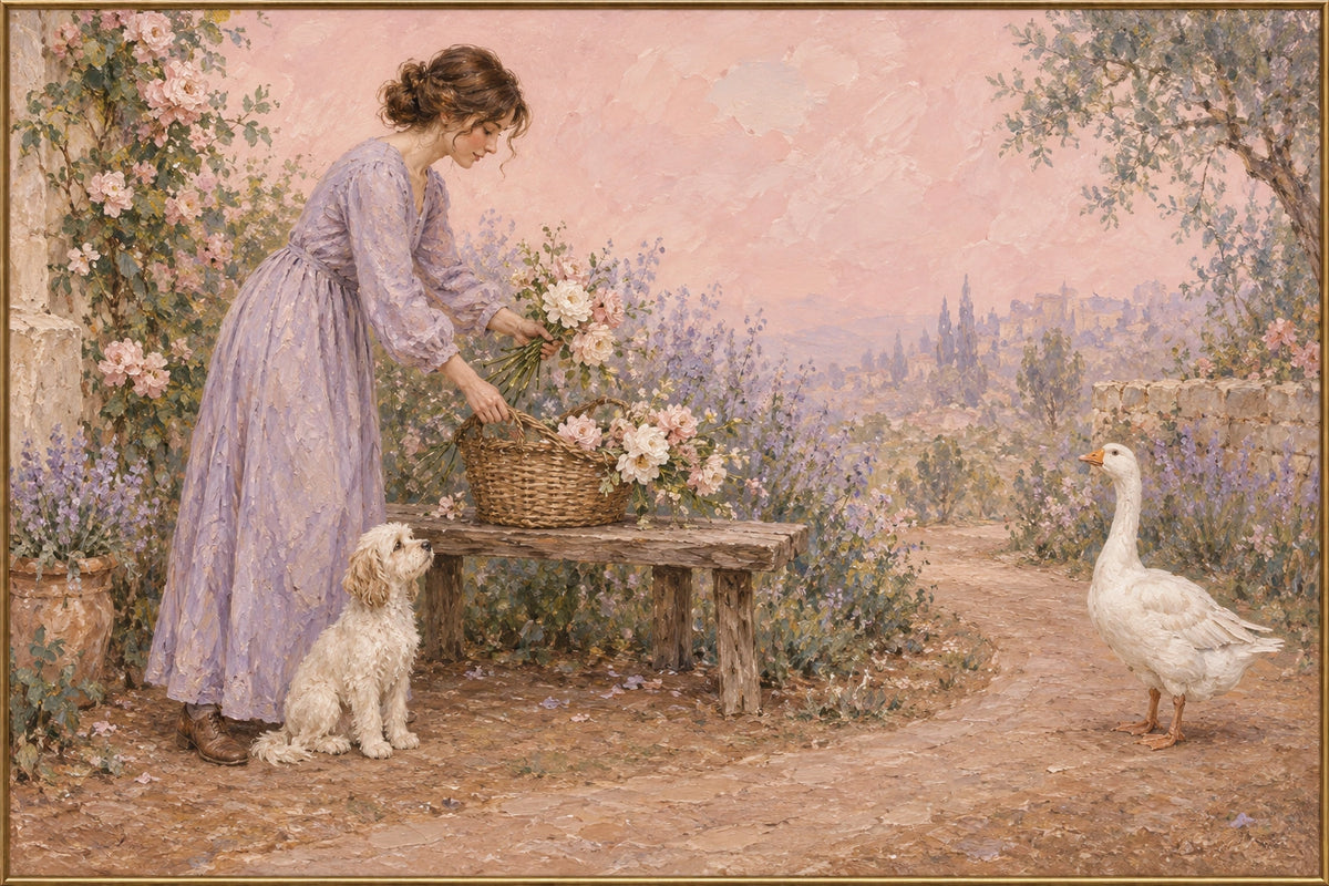 At Garden's End — Figurative oil painting