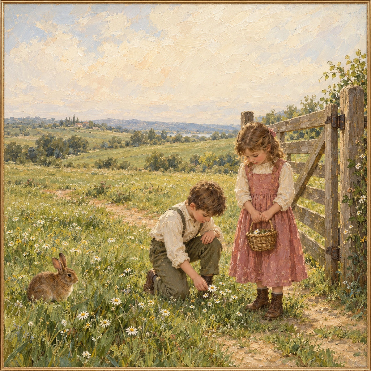 Daisy Hours — Figurative Landscape oil painting